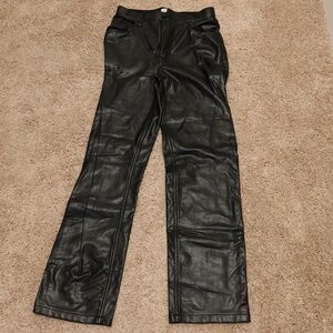 A&F Black Leather Straight Pants Size 6